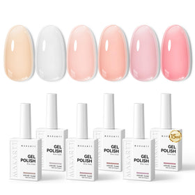 Makartt front view of set showing six bottles and benefit of cohesive shades