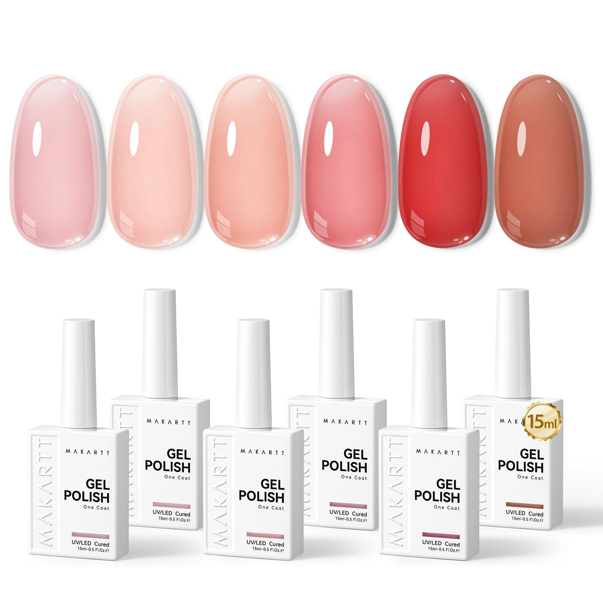Makartt front packaging showing six warm-rose bottles and kit benefits
