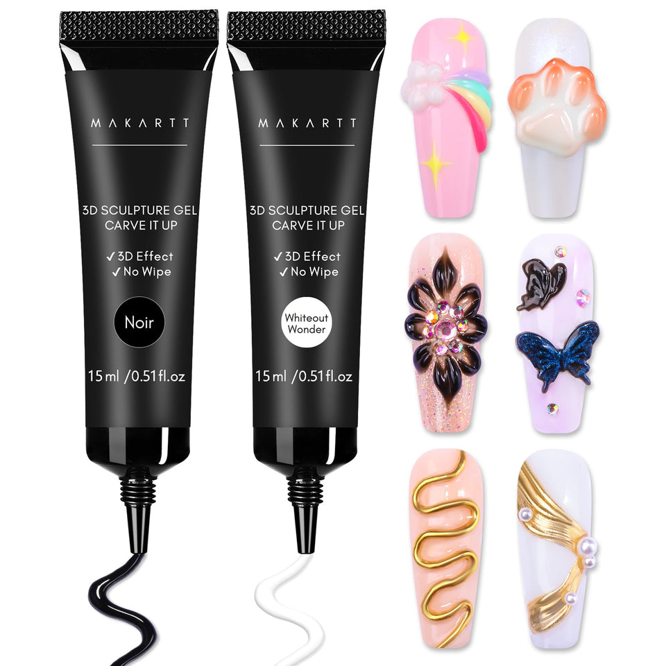 Makartt front packaging showing white and black gel set and benefits