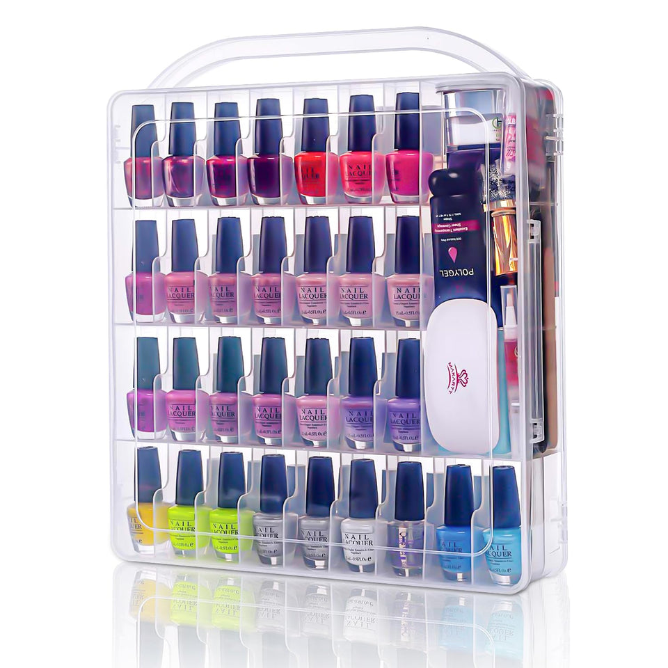 Makartt front view clear case showing neat 60-bottle layout and quick identification