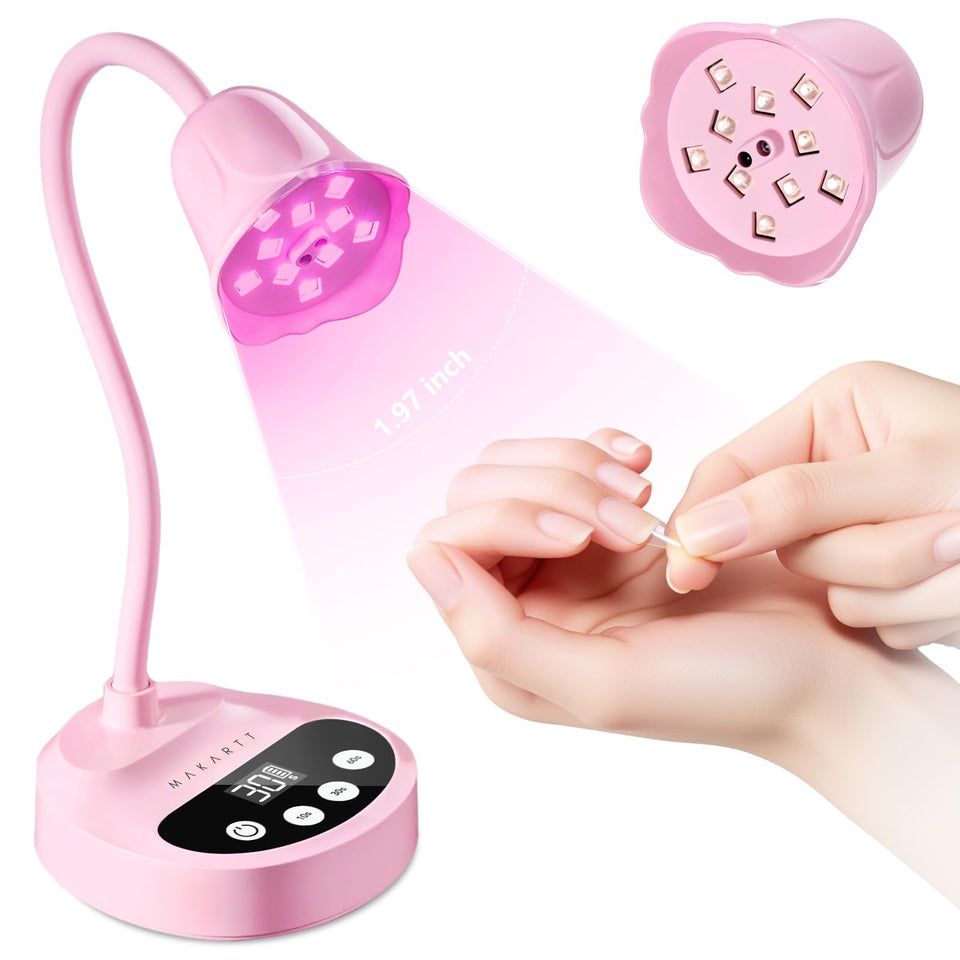 Makartt pink lamp front view showing compact design and fast curing