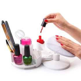 Makartt front view showing tray and stable base for organized nail work