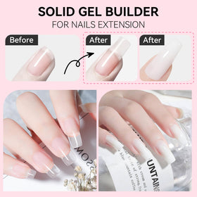 Makartt gel applied on a nail form for extension, illustrating strong build