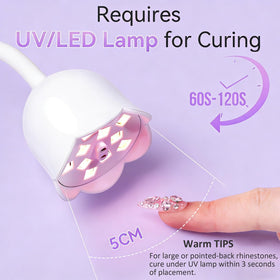 Makartt gem curing under LED lamp showing fast set and durable hold