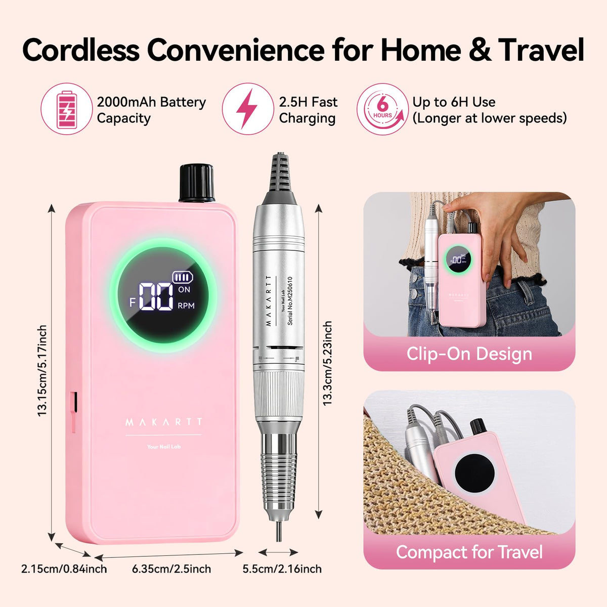 Makartt nail drill in use during a home manicure showing precise shaping benefits