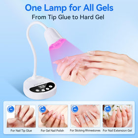 Makartt lamp curing press-on nails in use for quick, even setting during application