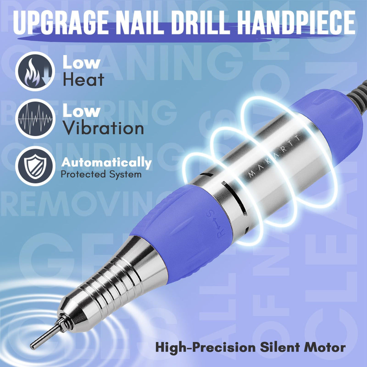 Makartt handpiece closeup with ventilation holes offering low heat operation