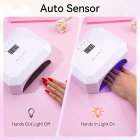 Makartt hand inserted into lamp activating infrared sensor for automatic operation