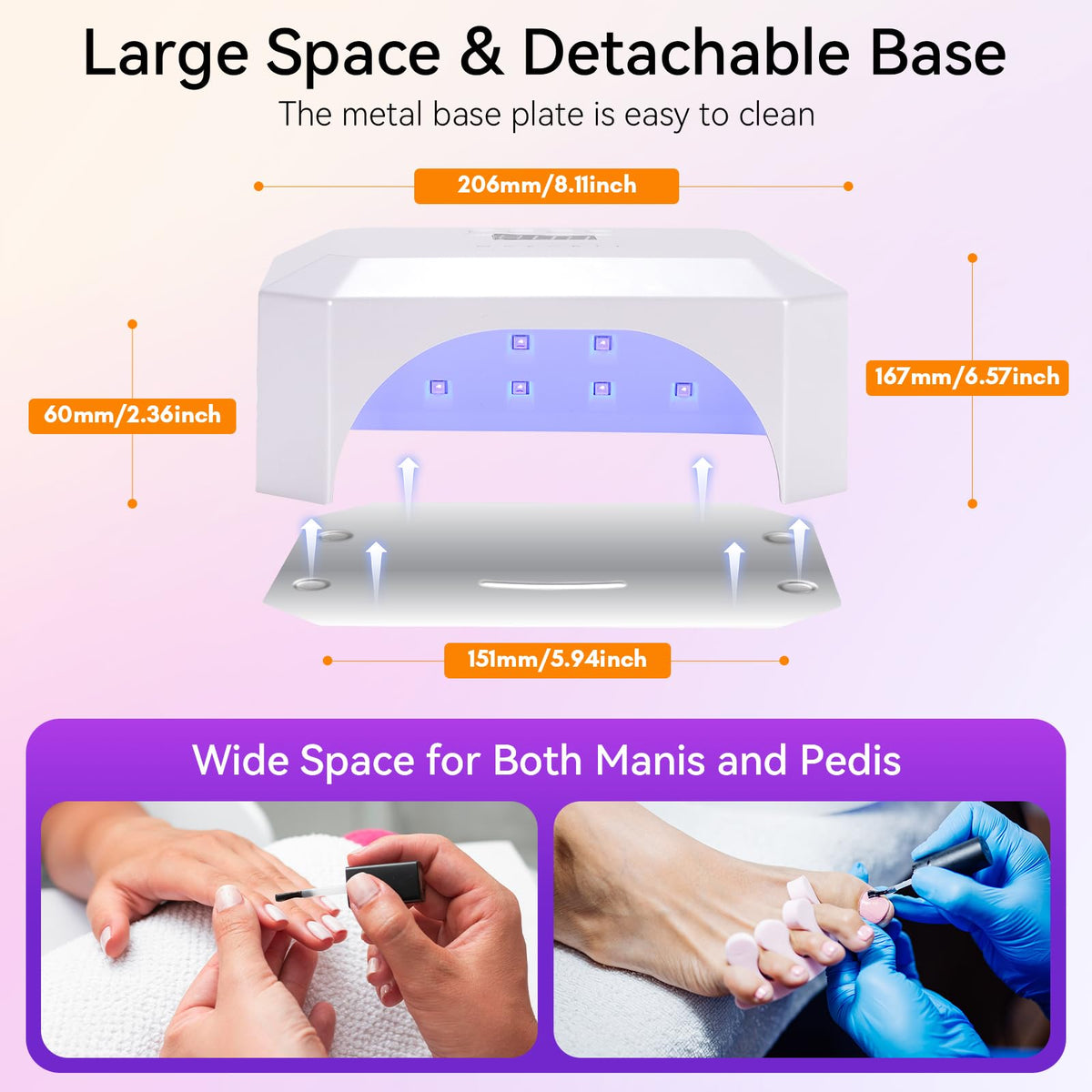 Makartt lamp curing toenails during pedicure demonstrating large interior capacity