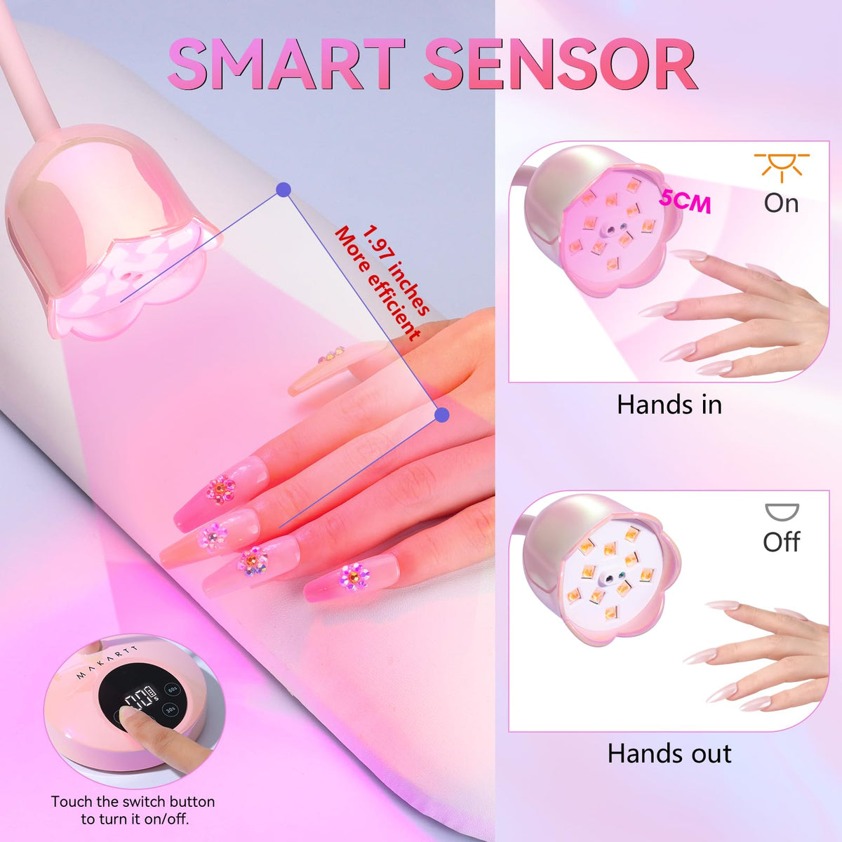 Makartt LCD display and timer buttons for clear control and battery status