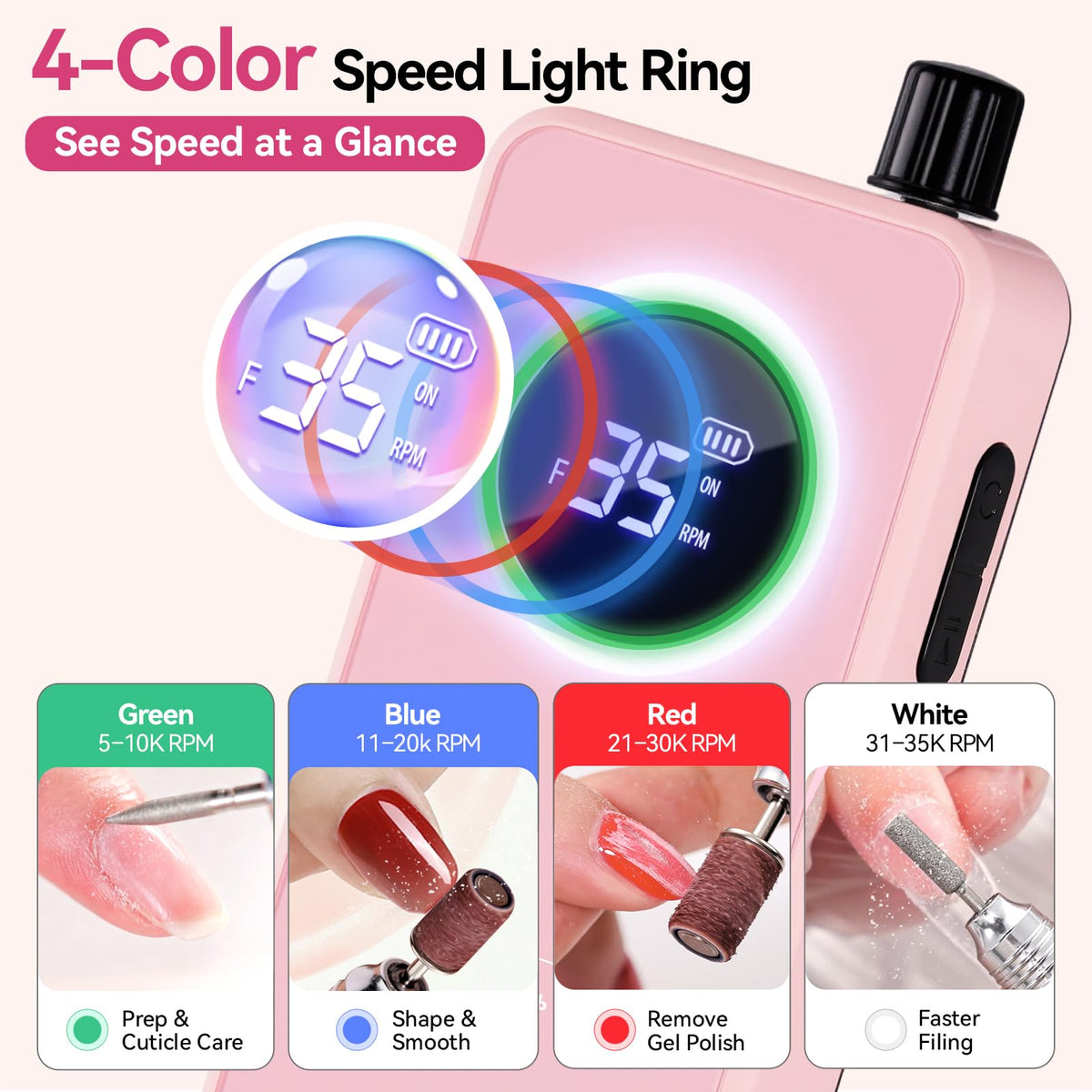 Makartt LCD display and color ring indicating speed, battery and rotation direction