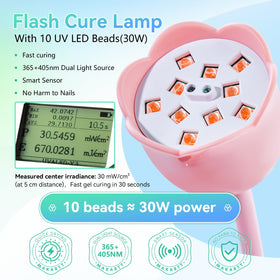 Makartt Luminoza LCD display showing timer and battery level for controlled curing sessions
