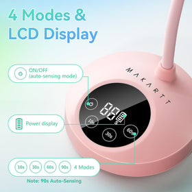 Makartt Luminoza next to smartphone to show compact size and travel-friendly scale