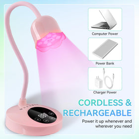 Makartt Luminoza charging from power bank while packed for travel and on-the-go touch-ups