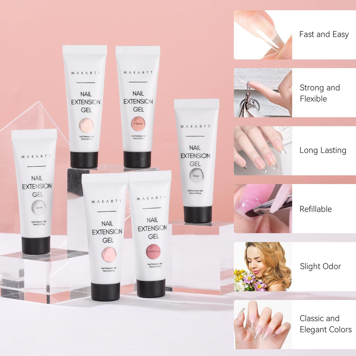 Makartt nude pink shades arranged displaying neutral tones for natural looks