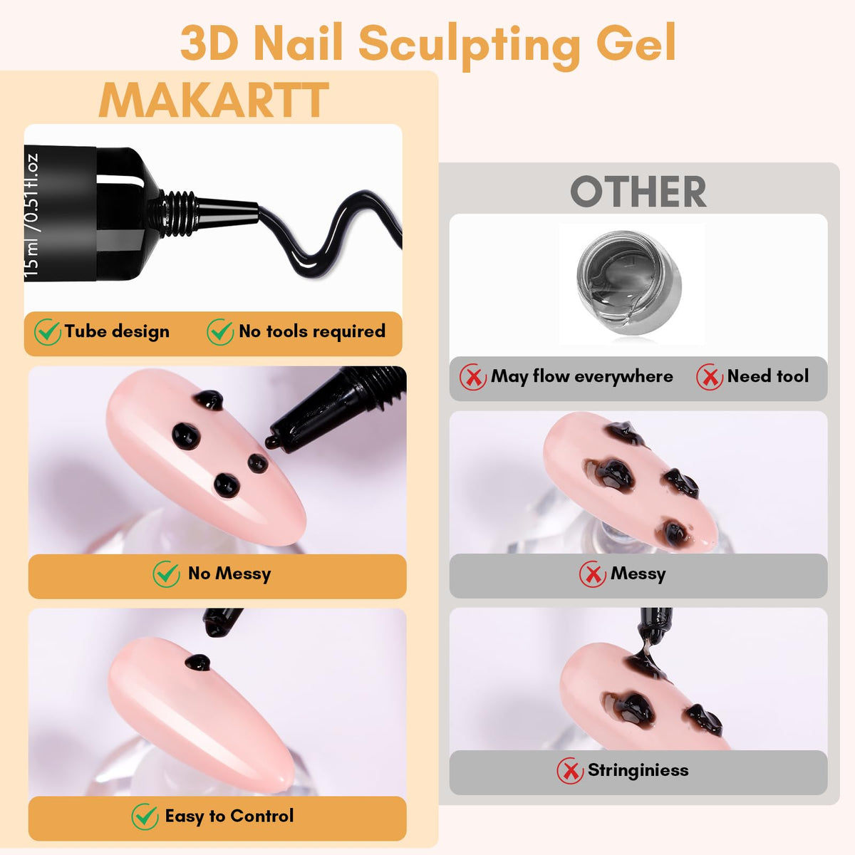 Makartt adhesive gel securing rhinestones for durable nail embellishment
