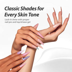 Makartt rose gold and purple paired nails showing contrasting shimmer options