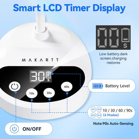 Makartt shown next to a hand to demonstrate compact size and travel-friendly design