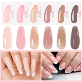 Makartt six nude 15ml poly gel tubes displayed for cohesive color options