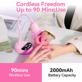 Makartt beside a hand for scale showing portable cordless convenience