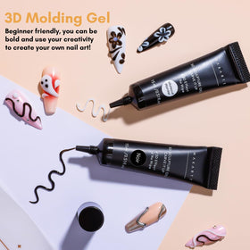 Makartt cured layers on nail showing step-by-step sculpt and gloss