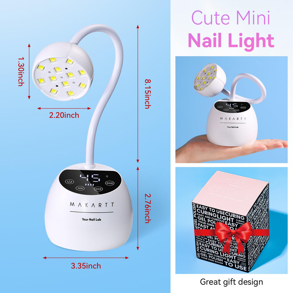 Makartt USB charging port with cable showing rechargeable battery convenience