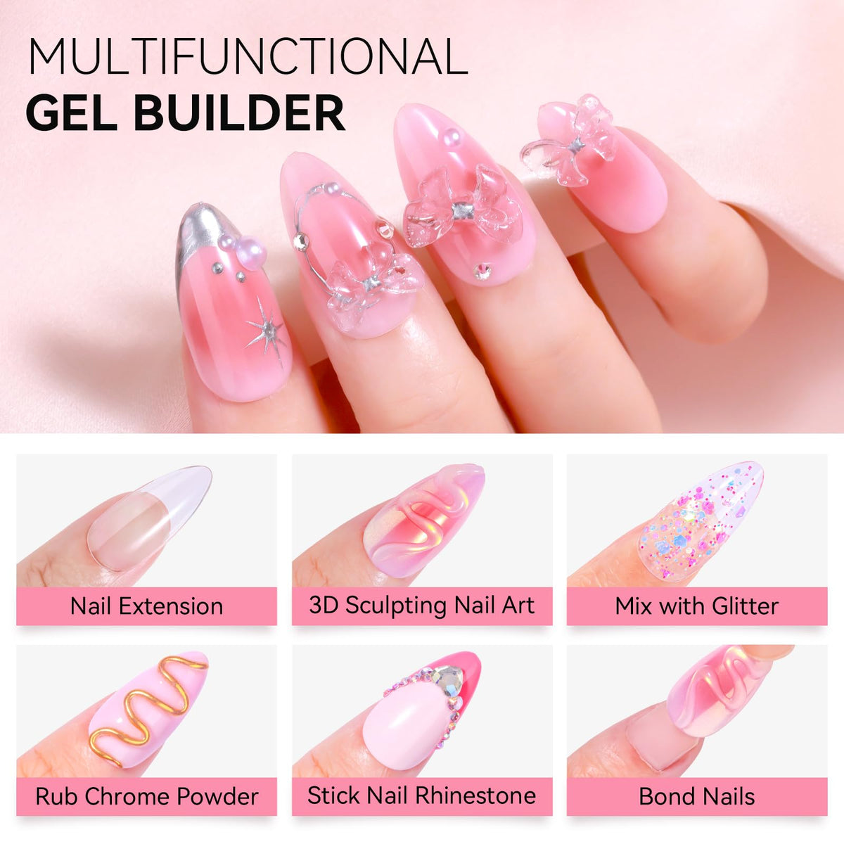 Makartt white gel sculpted flower detail showcasing precise 3D design hold