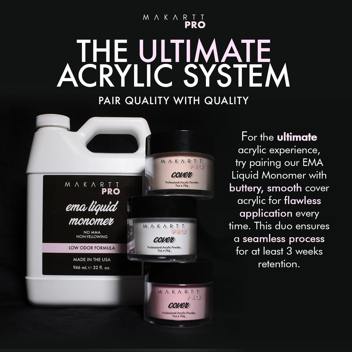 MakarttPro label close-up highlights MMA-free formula and USA origin