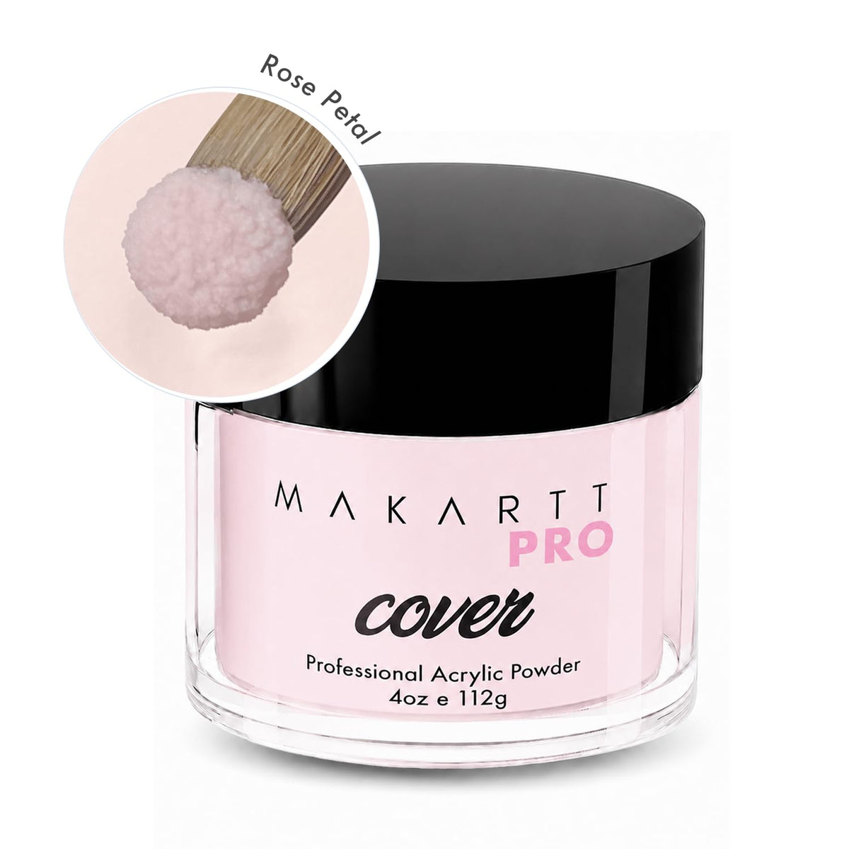 MakarttPro open jar with visible Rose Petal powder, easy-access refill benefit