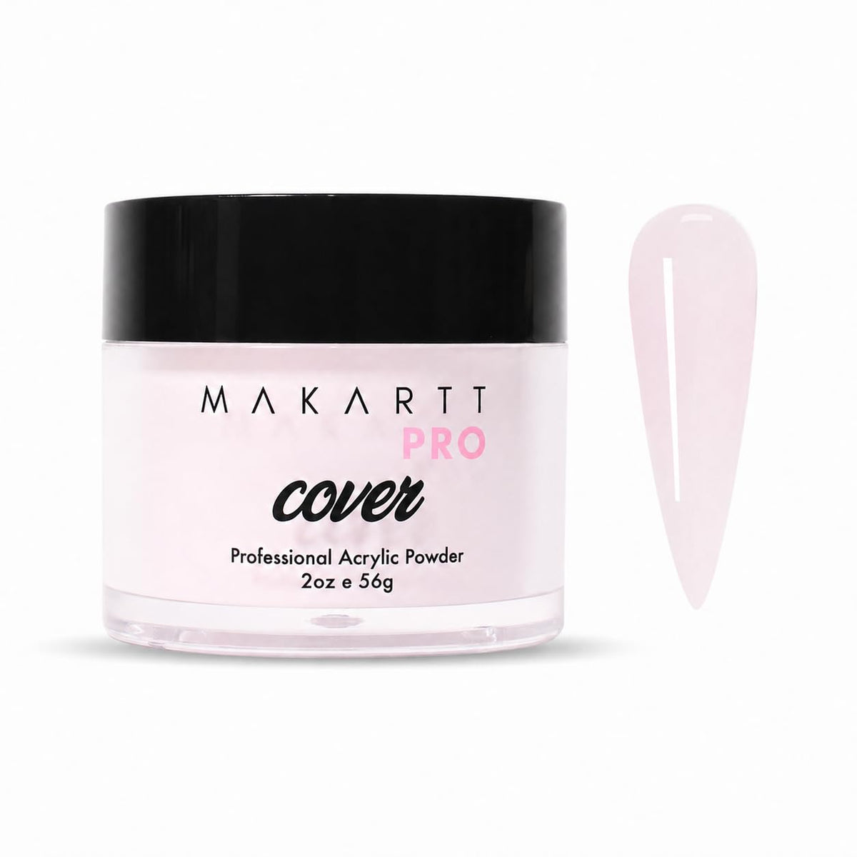 MakarttPro jar front view showing soft pink powder and clear branding for reliable color
