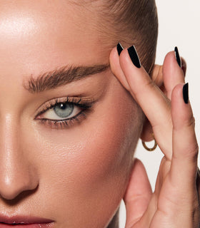 MAKE texture swipe of taupe gel demonstrating smooth, non-clumping finish benefit