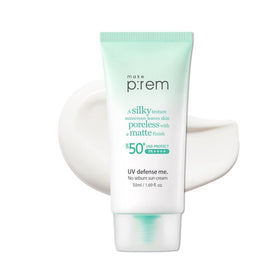 MAKE P:REM front tube view showing SPF50+ PA++++ and matte finish benefit