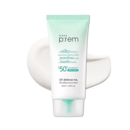 MAKE P:REM front tube view showing SPF50+ PA++++ and matte finish benefit