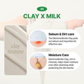 MAKE P:REM milky texture swirl displayed to show gentle, hydrating cleansing feel