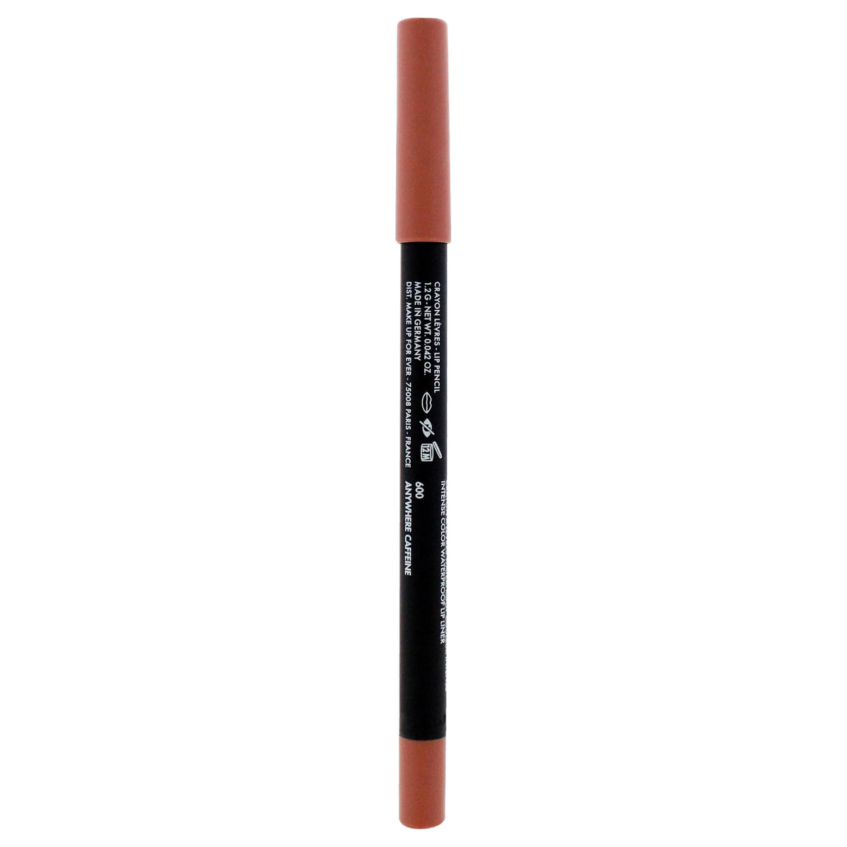 Make Up For Ever swiped on lips showing matte neutral caffeine color benefit