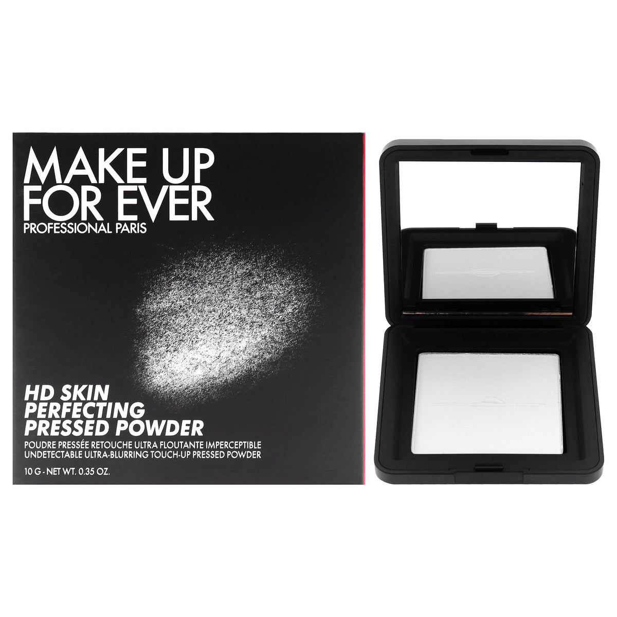 Make Up For Ever compact front view showing sleek design and portable benefit