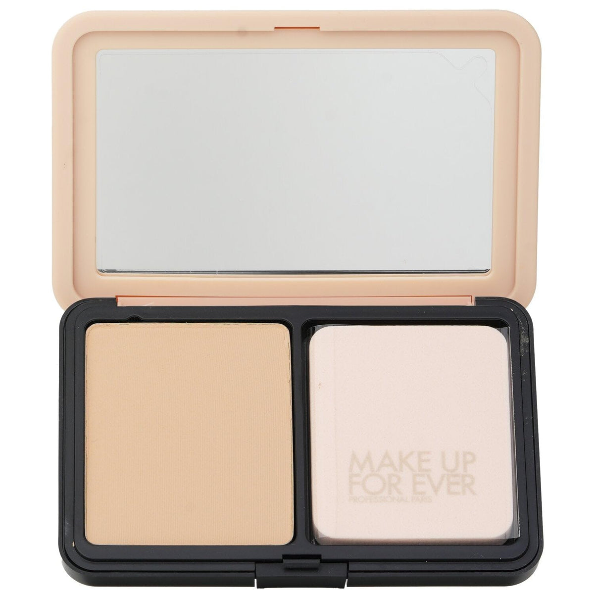 Make Up For Ever powder being applied with brush, smooth coverage benefit