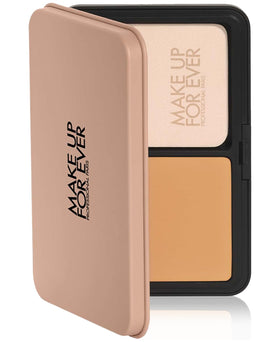 Make Up For Ever front packaging showing compact and shade 2Y20 for portable matte coverage