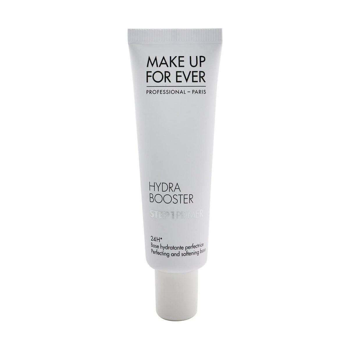 Make Up For Ever front packaging of Hydra Booster showing bottle and benefits