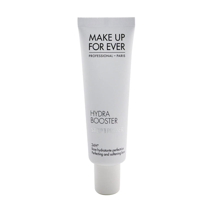 Make Up For Ever front packaging of Hydra Booster showing bottle and benefits