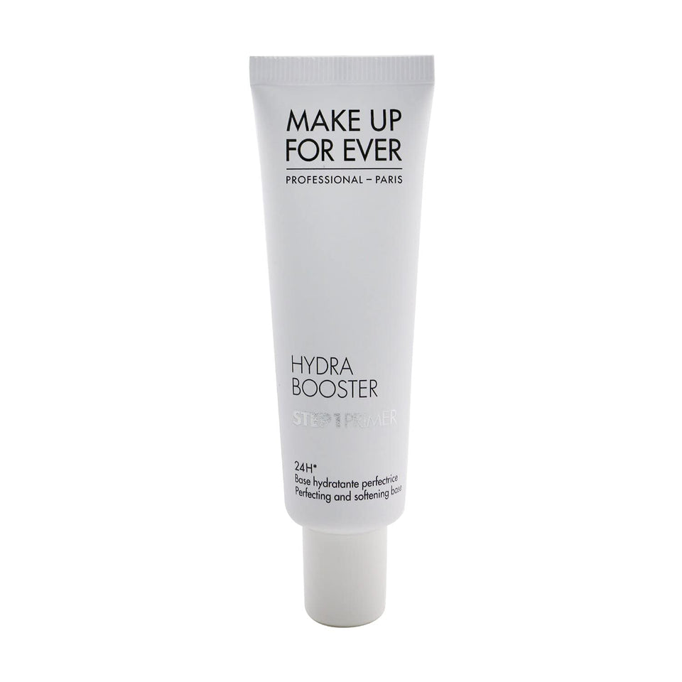 Make Up For Ever front packaging of Hydra Booster showing bottle and benefits