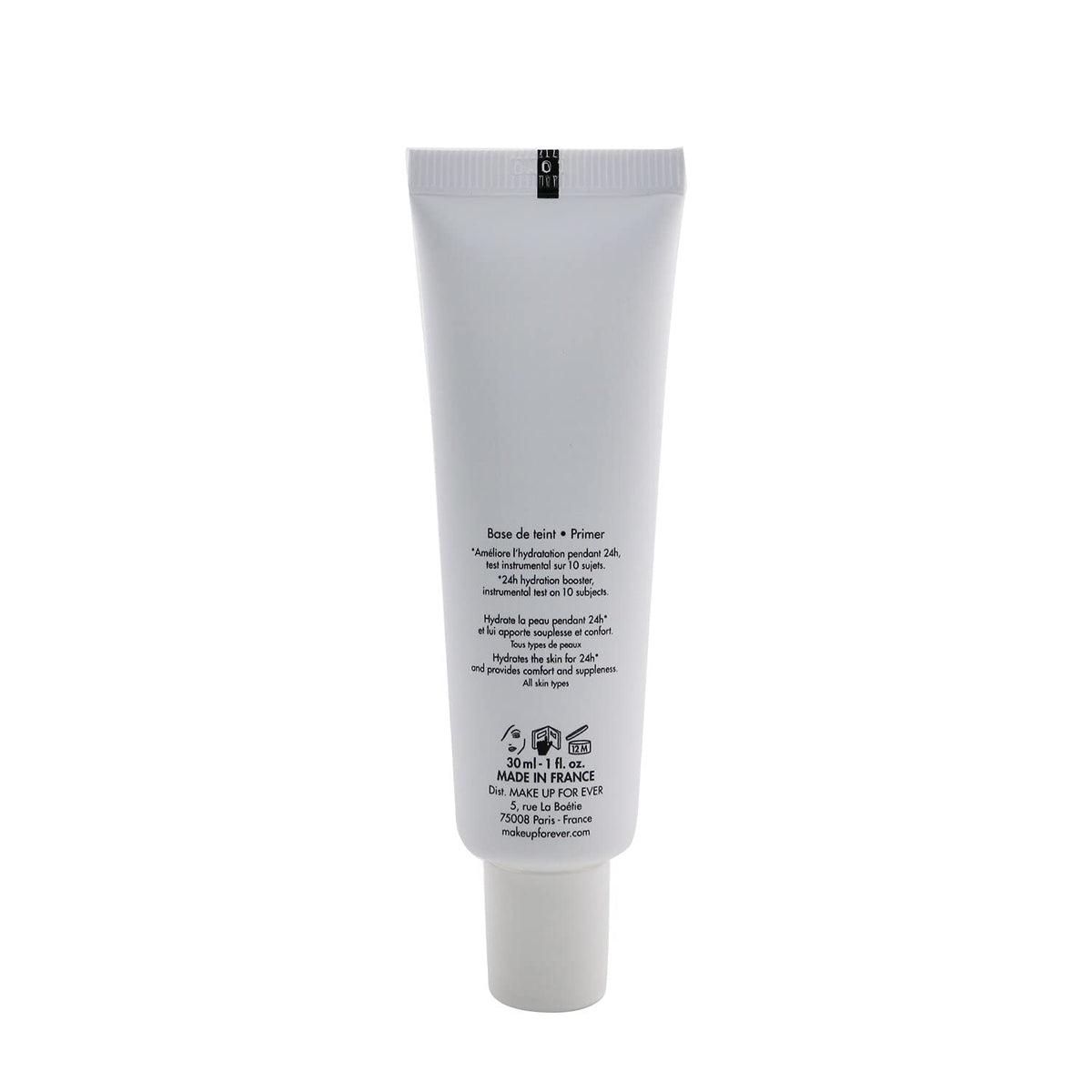Make Up For Ever primer applied on model illustrating smoother foundation application