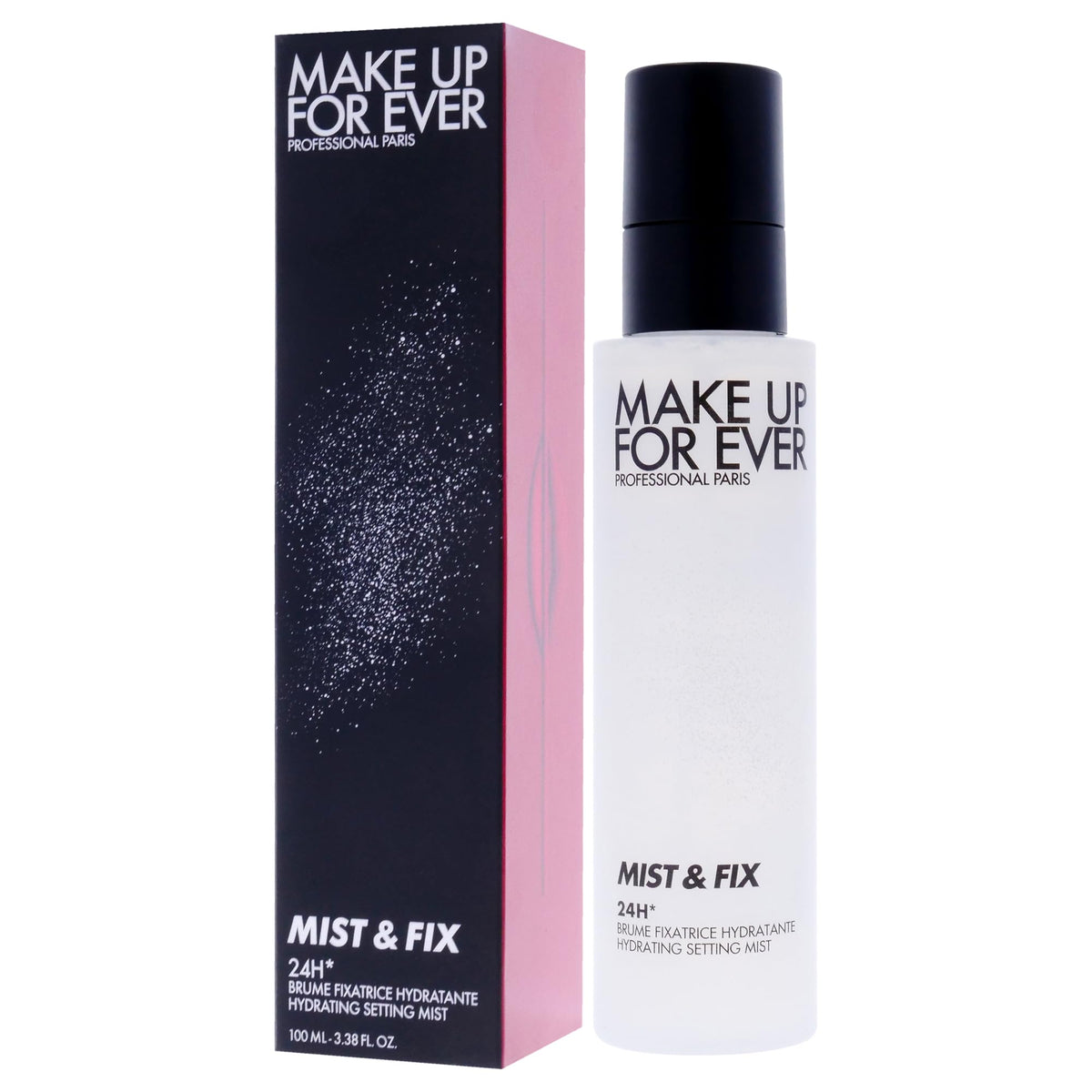 Make Up For Ever spray applying on model to refresh makeup and boost radiance