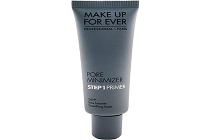 Make Up For Ever front packaging of pore minimizer primer showing compact 1 oz tube and smooth finish benefit
