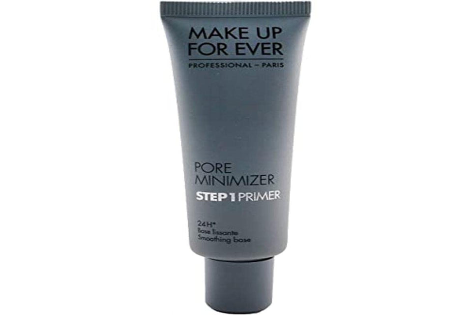 Make Up For Ever front packaging of pore minimizer primer showing compact 1 oz tube and smooth finish benefit