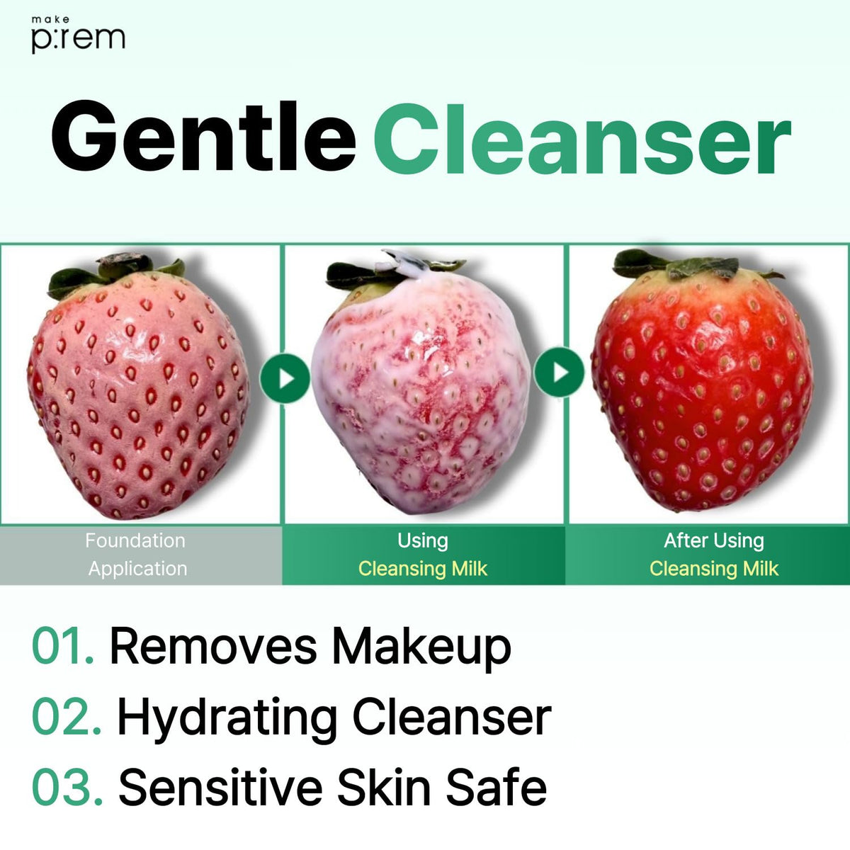 MAKEP:REM label detail highlighting pH 5.5 claim and gentle formulation benefits