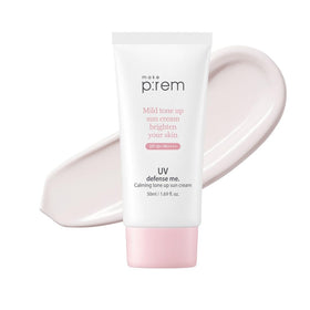 MAKE P:REM front tube view showing compact travel-friendly packaging and SPF 50 protection