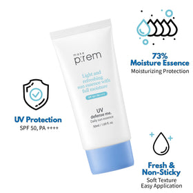 MAKEP:REM label close-up emphasizing SPF 50+ PA++++ protection benefit