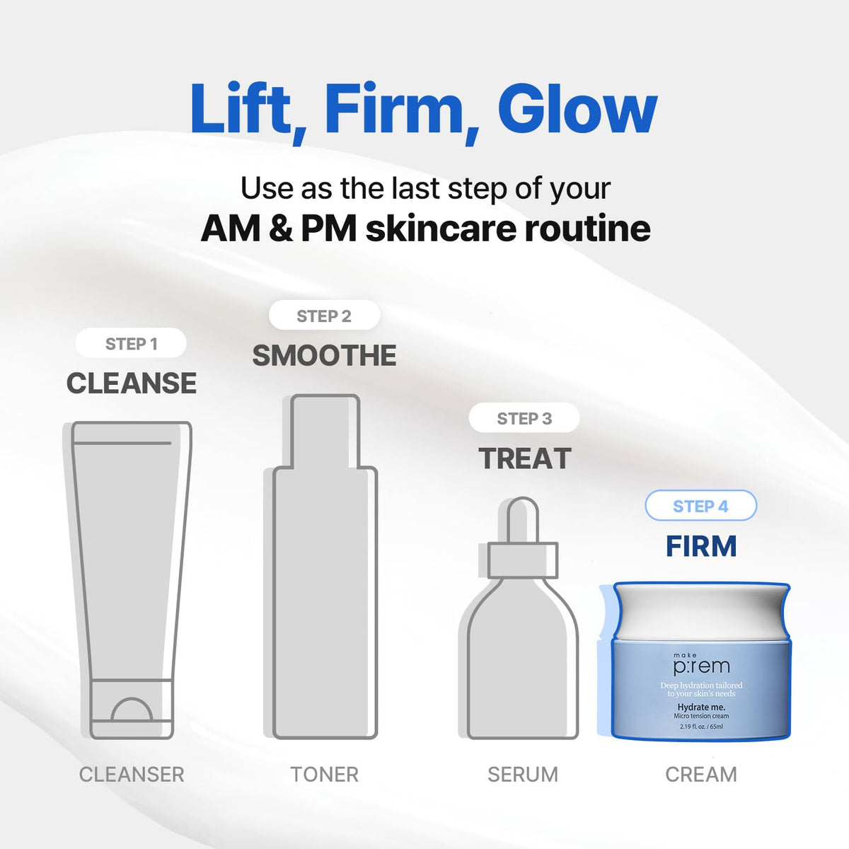 MAKE P:REM in a bathroom morning routine portraying easy layering benefit