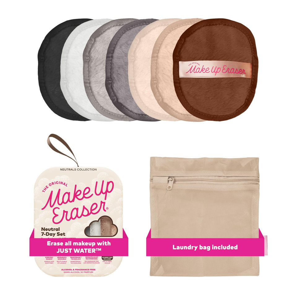 MakeUp Eraser front packaging showing seven neutral pads and eco benefit